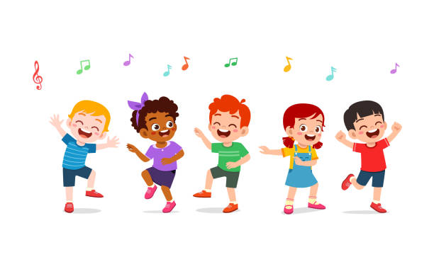 little kid dance with friend and feel happy