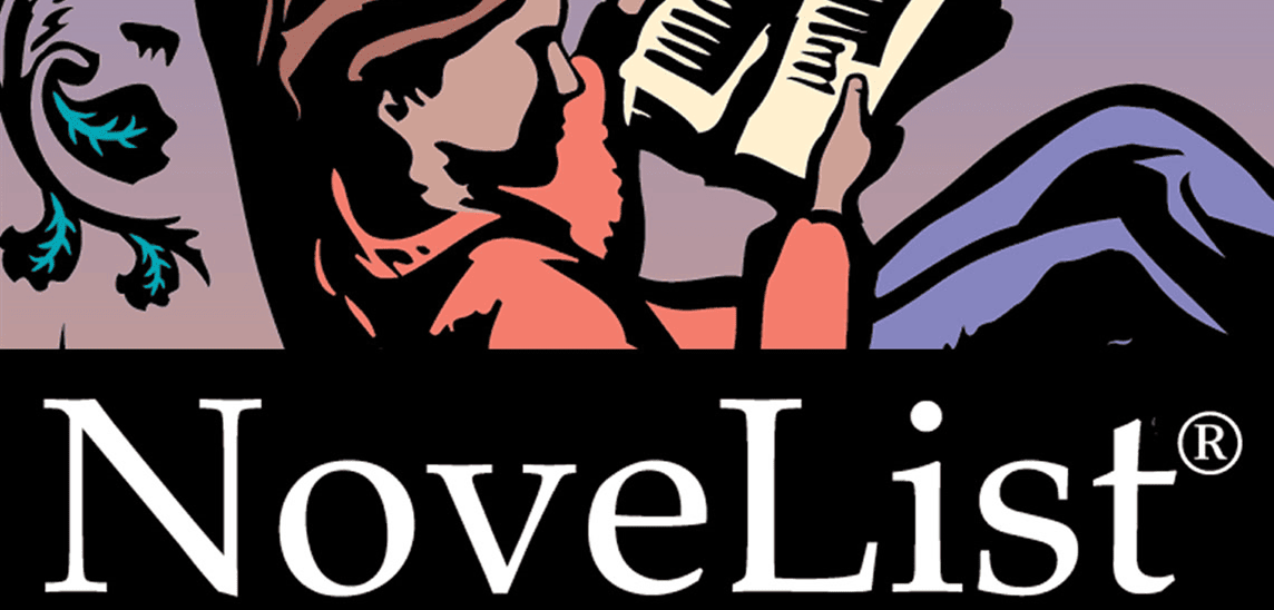 Illustration of a person lying down and reading a book, with the word NoveList® displayed prominently at the bottom of the image.